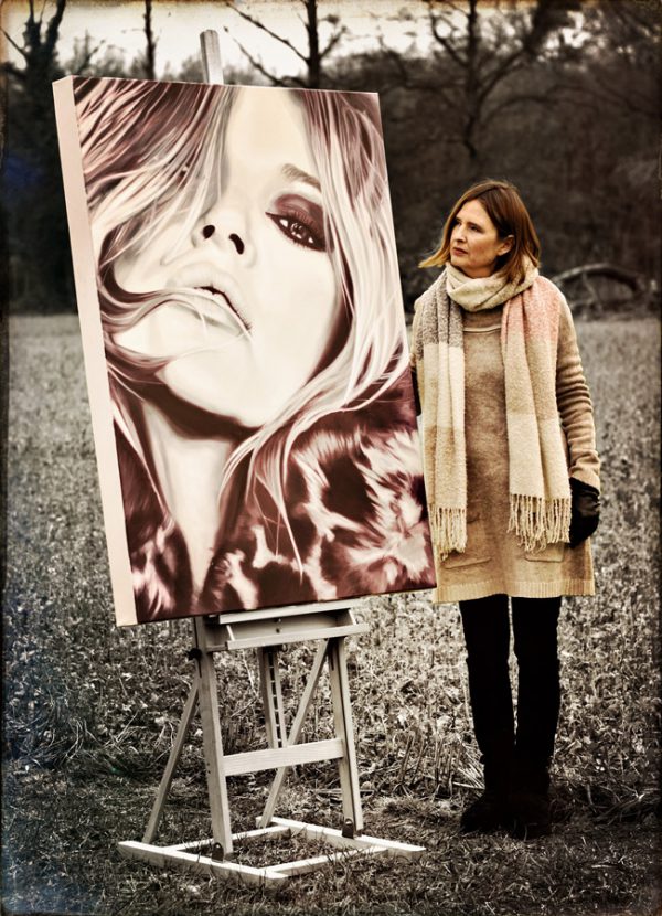 "Kate Moss" | Barbara Mietz Steinmann | Ölfarbe & Diamond Dust auf Leinwand | 130 x 100 cm | Unikat