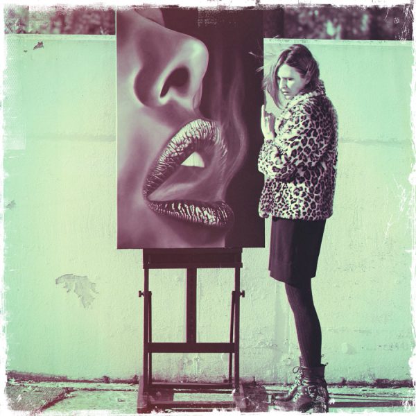 Glossy Lips | Barbara Mietz Steinmann | Ölfarbe & Diamond Dust auf Leinwand | 130 x 70 cm | Unikat im Schattenfugenrahmen